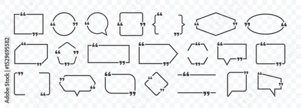 Obraz Quote box frame, big set.Set Of Quote Box Frames and icons. Stickers of speech bubbles vector set.Blank template quote text info design boxes quotation bubble blog quotes symbols. vector illustration.