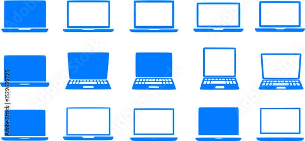 Obraz Blue laptop icons in a grid on white background