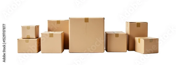 Fototapeta single overpacked shipment on a white background, in a refined style, with sharp details, minimal reflection, studio glow, high resolution
