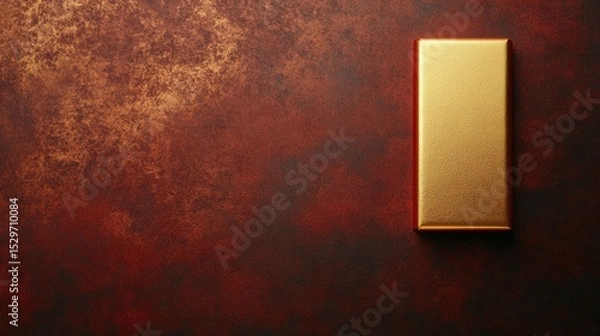 Obraz A luxurious gold bar rests elegantly on a warm, textured red background, making it ideal for concepts of wealth, investment, and success, Perfect for financial articles or marketing materials,