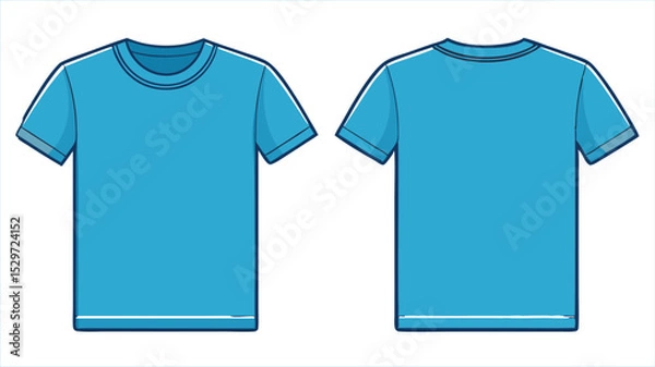 Obraz Light blue t shirt template front and back view isolated on white background