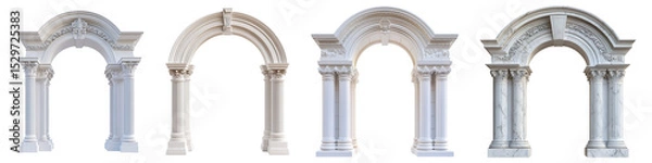 Fototapeta Collection of entrance arches, isolated on a transparent background