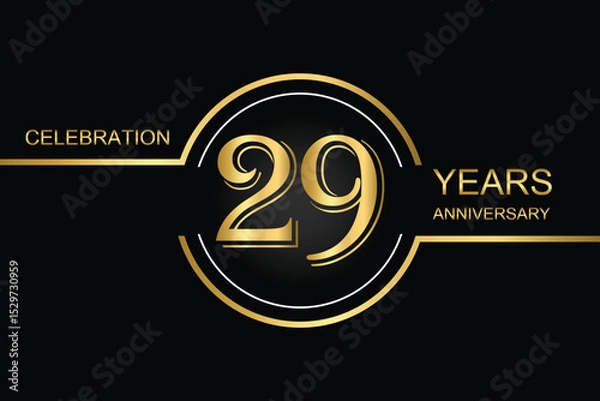 Fototapeta Luxury 29th anniversary celebration design with gold text on a dark background. Perfect for elegant event invitations, milestone banners, or corporate anniversary templates.