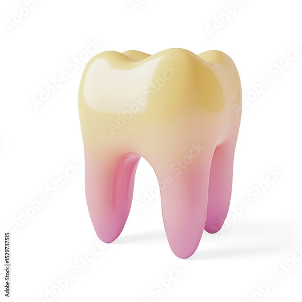 Obraz 3D Glossy Tooth Rendering on a Transparent Background