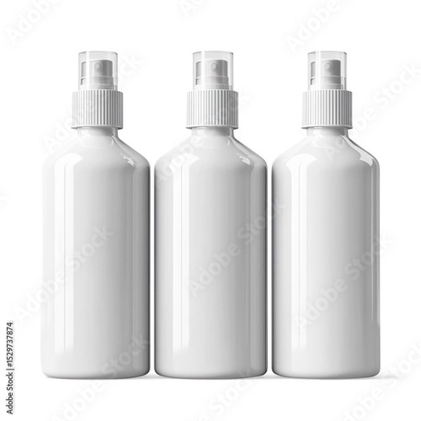 Obraz Four Minimalist White Spray Bottles on a Transparent Background