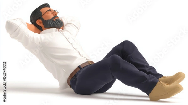 Fototapeta Relaxed business leader enjoying nature, embodying productivity and calmness. This character represents modern approach to work life balance, showcasing blend of professionalism and leisure