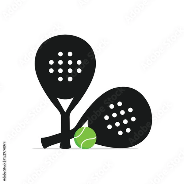 Obraz Flat design padel racket and ball icon, ideal for UI, apps, infographics, and modern visuals.