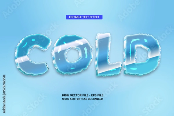 Fototapeta Cold Text Effect with Ice Gradient Background