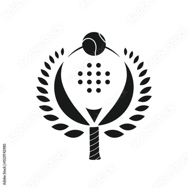 Obraz Flat design Logo padel racket, ball icon, and wings, ideal for UI, apps, infographics, and modern visuals.