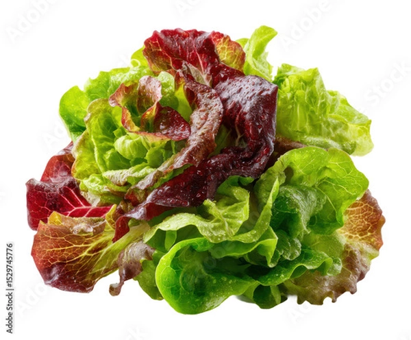 Fototapeta Fresh green and red lettuce salad preparation kitchen food top view