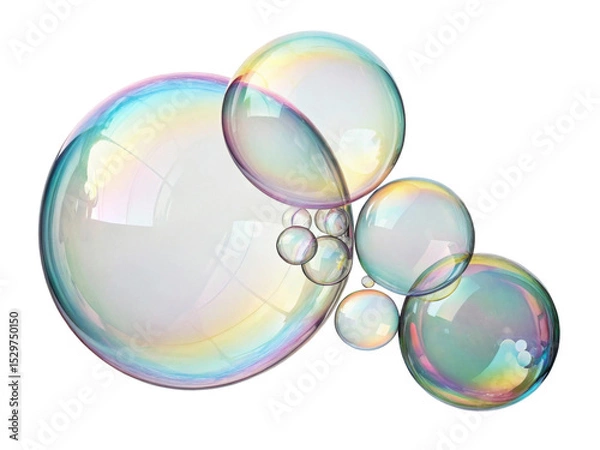 Fototapeta Bubbles float gracefully in air, reflecting light and creating mesmerizing display of colors and shapes, perfect for any joyful moment