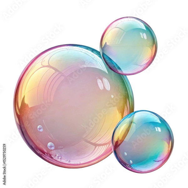 Fototapeta Bubbles of soap create mesmerizing display of colors and reflections, capturing beauty of light in playful way