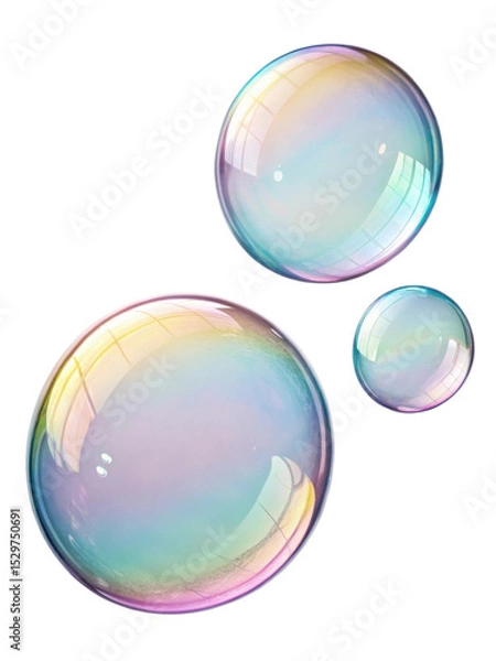 Fototapeta Beautiful soap bubbles float gracefully, reflecting spectrum of colors in their delicate forms