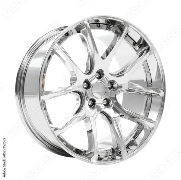 Fototapeta High-performance chrome alloy wheel showcase auto showroom product modern environment