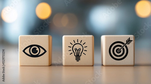 Fototapeta Innovation Strategies For Visionary Goals and Creative Insights. Entrepreneurship, Target Achievement and Future Planning. Business Cubes