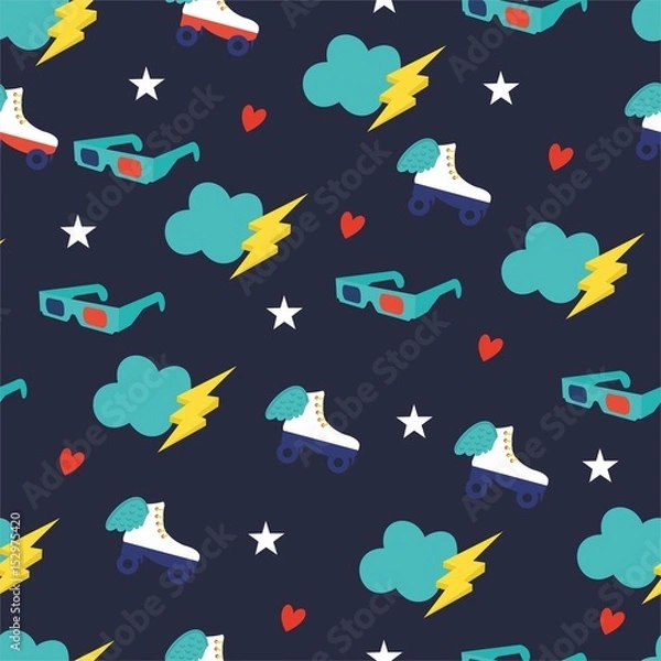 Fototapeta Seamless vector pattern with cute elements.