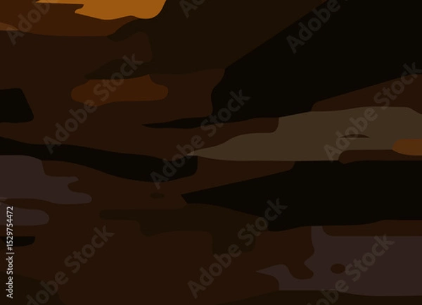 Obraz camouflage-style abstract pattern in earthy brown and orange tones. The design includes irregular, fluid shapes in varying shades, Burnt orange, Sienna, Tan, Chocolate brown, Dark coffee black wall