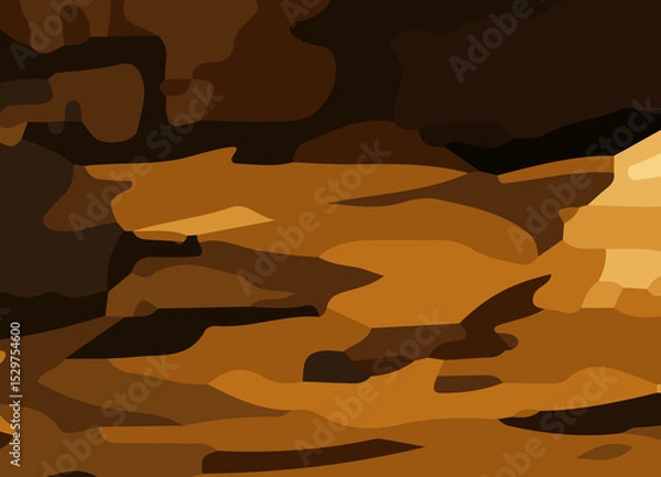 Obraz camouflage-style abstract pattern in earthy brown and orange tones. The design includes irregular, fluid shapes in varying shades, Burnt orange, Sienna, Tan, Chocolate brown, Dark coffee black wall
