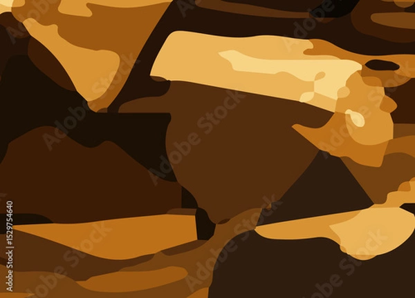 Obraz camouflage-style abstract pattern in earthy brown and orange tones. The design includes irregular, fluid shapes in varying shades, Burnt orange, Sienna, Tan, Chocolate brown, Dark coffee black wall