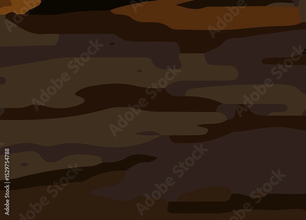 Obraz camouflage-style abstract pattern in earthy brown and orange tones. The design includes irregular, fluid shapes in varying shades, Burnt orange, Sienna, Tan, Chocolate brown, Dark coffee black wall