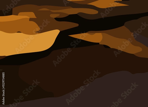 Obraz camouflage-style abstract pattern in earthy brown and orange tones. The design includes irregular, fluid shapes in varying shades, Burnt orange, Sienna, Tan, Chocolate brown, Dark coffee black wall
