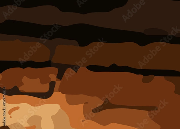 Obraz camouflage-style abstract pattern in earthy brown and orange tones. The design includes irregular, fluid shapes in varying shades, Burnt orange, Sienna, Tan, Chocolate brown, Dark coffee black wall