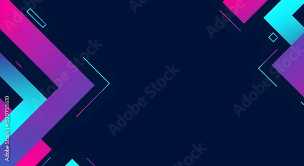 Obraz Abstract geometric background with vibrant gradient shapes on dark blue backdrop