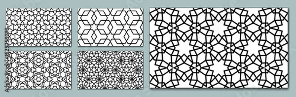 Obraz Islamic background collection with traditional style arabic. Seamless patterns set for card, background, fabric or abstract design. Muslim ornament.