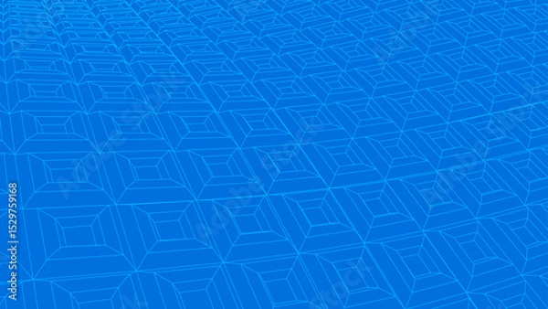Obraz Abstract digital 3D surface with geometric grid landscape and 3D square pattern