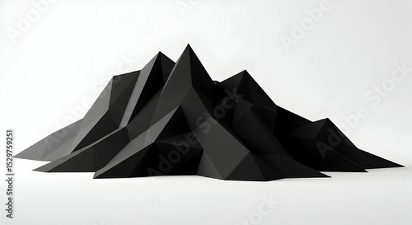 Obraz Abstract black polygonal mountain range against a clean white background