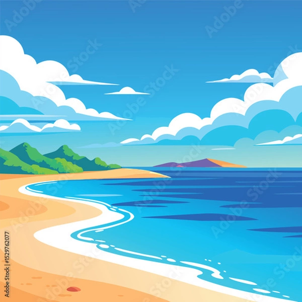 Fototapeta  Top view of the ocean beach with soft waves summer landscape flat landscape