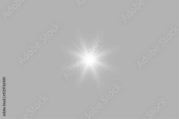 Obraz Bright White Starburst Light Effect Vector with Transparent Background