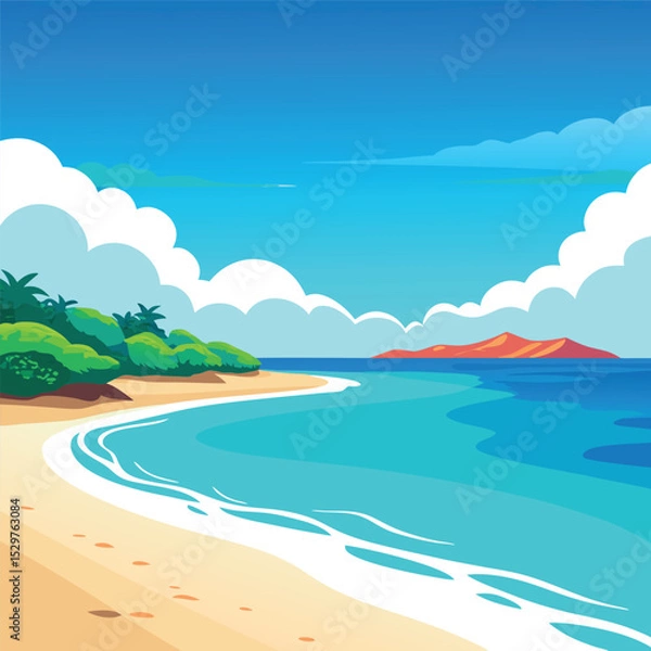 Fototapeta  Top view of the ocean beach with soft waves summer landscape flat landscape