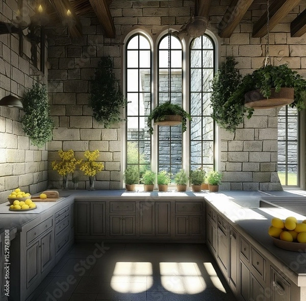 Fototapeta Gothic style inspired kitchen