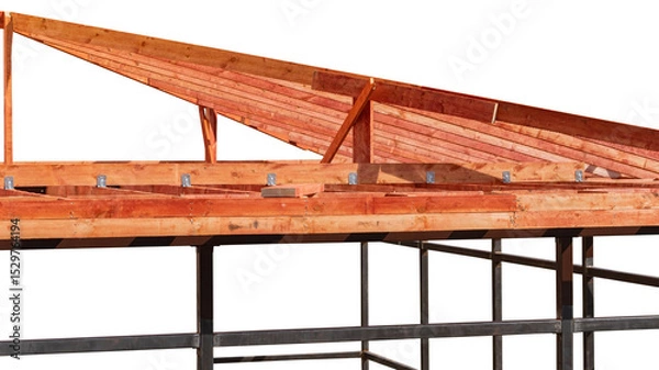 Fototapeta Construction of a summer pergola gazebo
