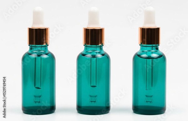Fototapeta Dropper Bottle Brown Amber Mock up 3D render. Blank to add text. Branding designs for cosmetic or medicine companies.