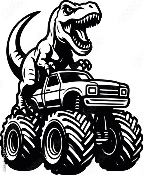 Fototapeta T-Rex Monster Truck Scalable SVG Vector Graphic with Editable Paths and Layers for Web, UI Design, Digital Art, and Print Applications