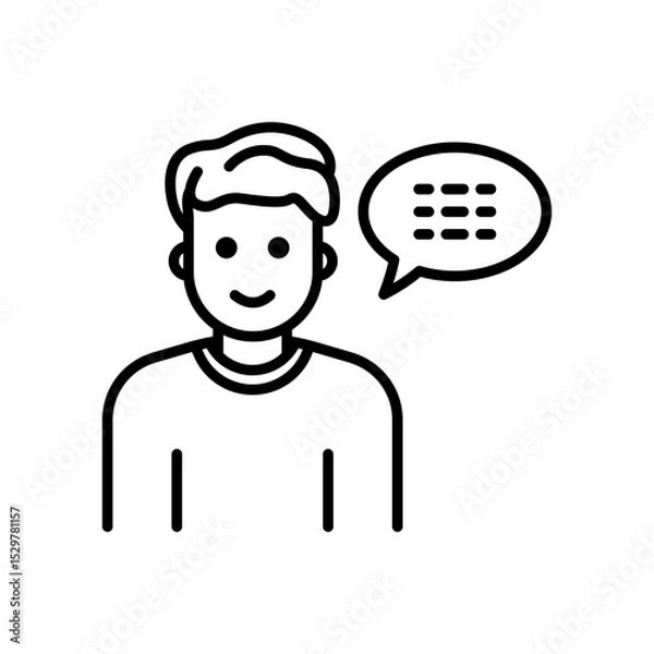 Fototapeta Simple outline of man with communication symbol