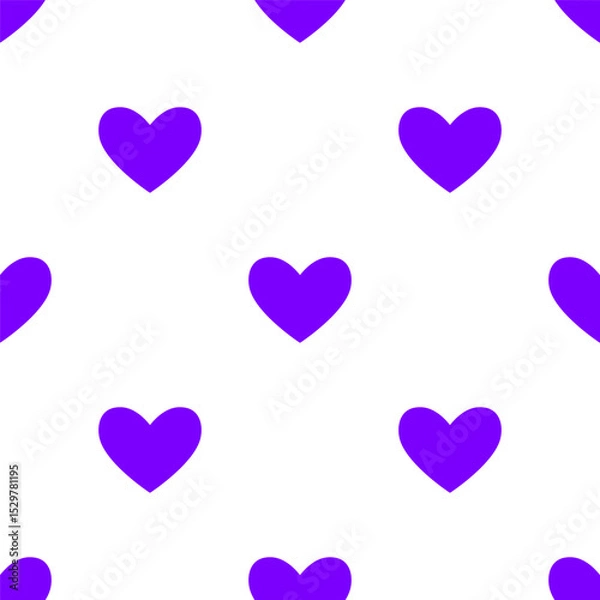 Fototapeta Purple hearts seamless pattern on white background
