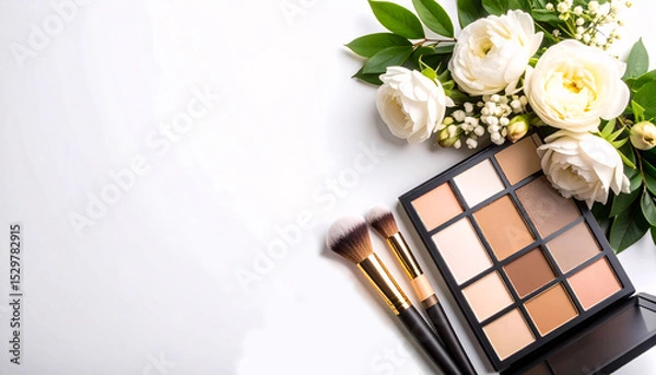 Obraz Neutral Eyeshadow Palette with Makeup Brushes