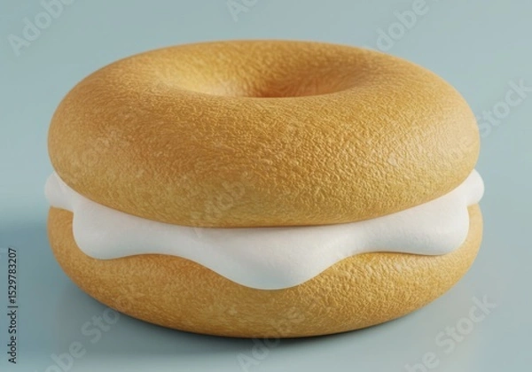 Obraz Bagel with cream cheese filling on white background