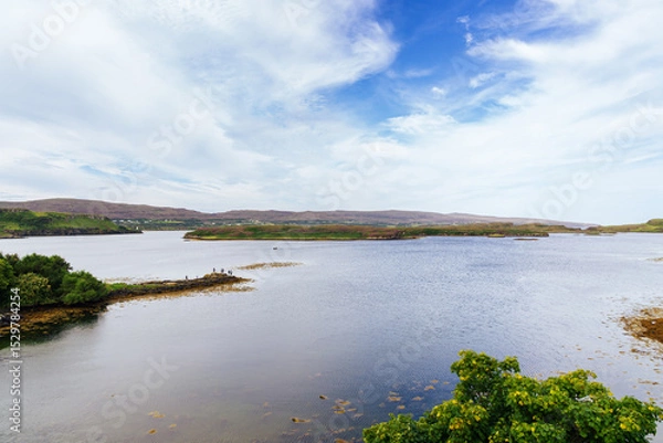 Obraz Scottish Highlands landscape showing Summer Isles bay reflecting cloudy sky
