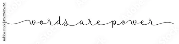 Fototapeta WORDS ARE POWER vector brush calligraphy banner on white background