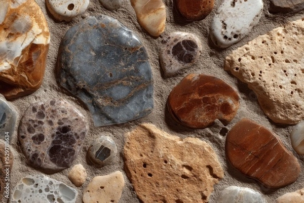 Obraz Close-Up of Varied Stones Texture on Beige Background