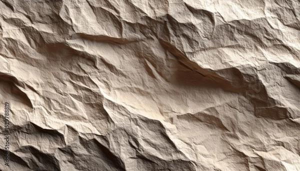 Obraz Crumpled Paper Texture: Brown Beige Abstract Background