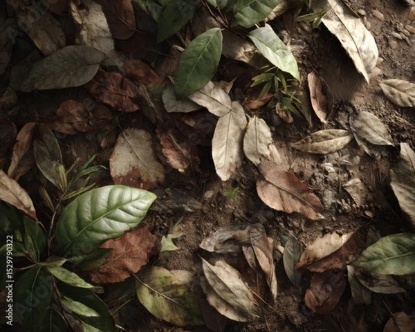 Obraz Fallen Leaves on Forest Floor Texture