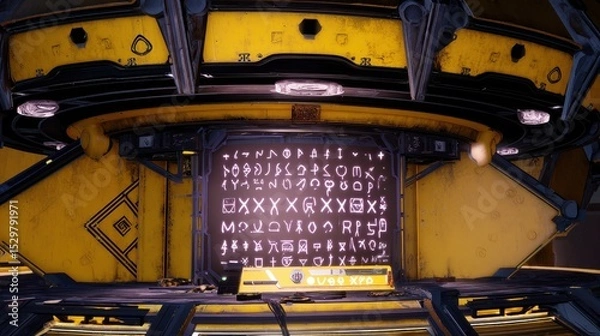 Fototapeta Unidentified Artifact Console with Alien Glyphs