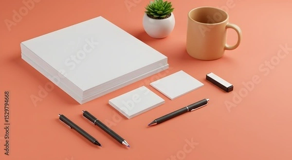 Obraz Clean and Modern Stationery Mockup Branding and Design Elements
