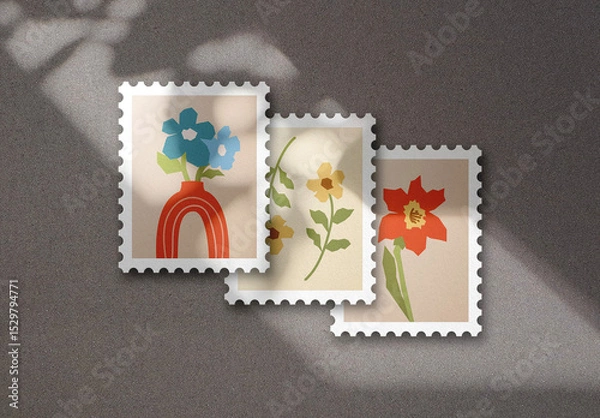 Obraz Rectangular Postage Stamps Mockup