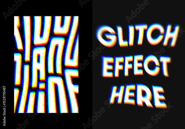 Obraz Glitched Text & Logo Effect Mockup